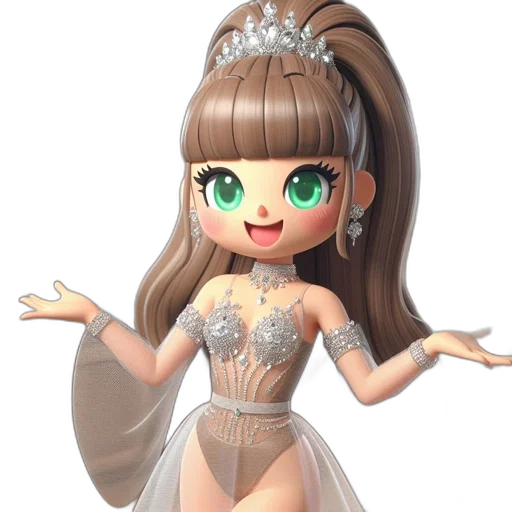 dress, crown, jewelry, 3d render transparent PNG cut-out