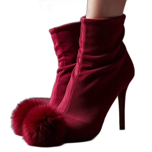 shoes, red, burgundy, velvet transparent PNG cut-out