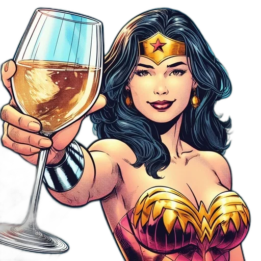 comic book art, wonder, woman, holds transparent PNG cut-out