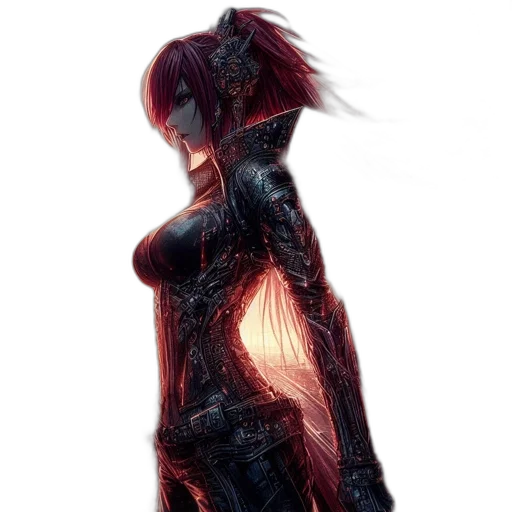 dress, dragon, hair, robot transparent PNG cut-out