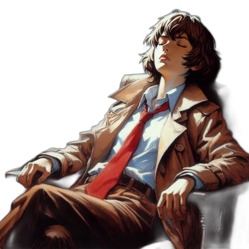 jacket, staff, face, concept art transparent PNG cut-out