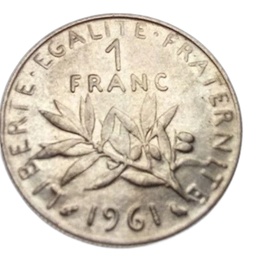 crown, silver, coin, 1961 transparent PNG cut-out