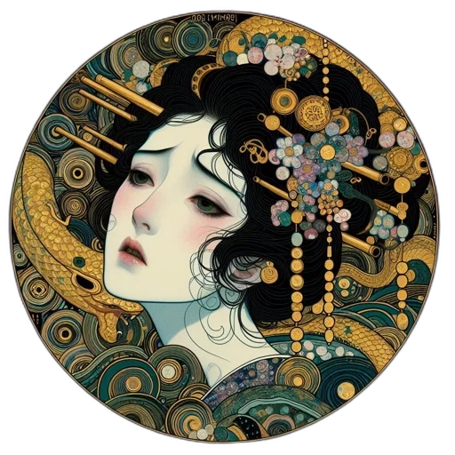 jewelry, face, fantasy art, oil painting transparent PNG cut-out