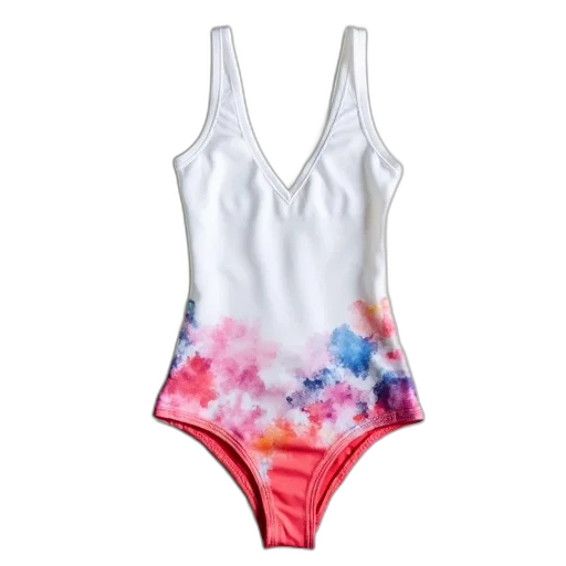 white, swimsuit, colorful, watercolor transparent PNG cut-out