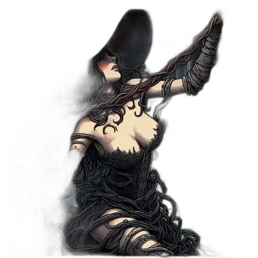 hat, mask, staff, creature transparent PNG cut-out