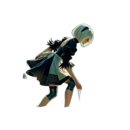 weapon, robot, hair, staff transparent PNG cut-out