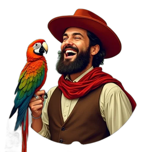 animal, staff, hat, photorealistic transparent PNG cut-out