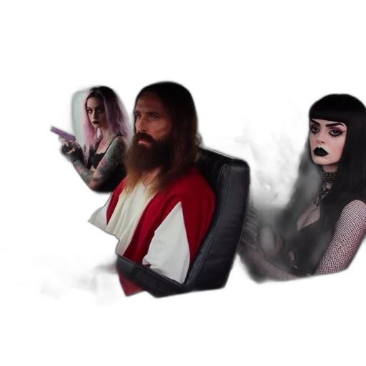 vaporwave, concept art, three, individuals transparent PNG cut-out