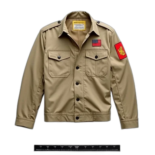jacket, beige, military-style, name transparent PNG cut-out