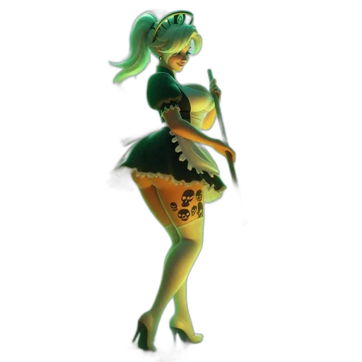 dress, staff, concept art, 3d render transparent PNG cut-out