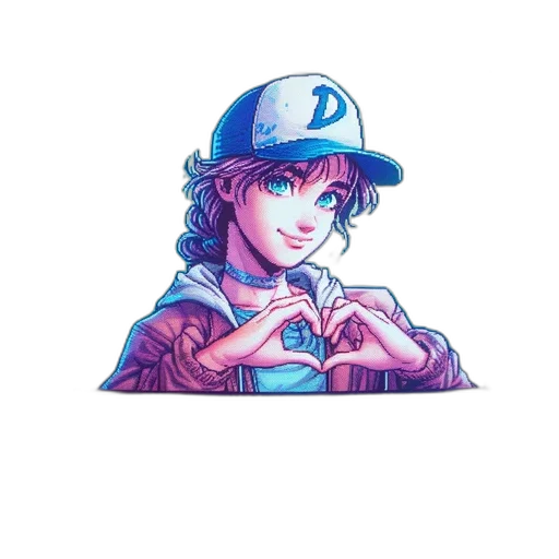 hat, face, vaporwave, pixel art transparent PNG cut-out