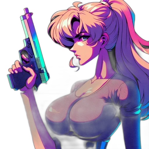 weapon, cyberpunk, vaporwave, anime transparent PNG cut-out