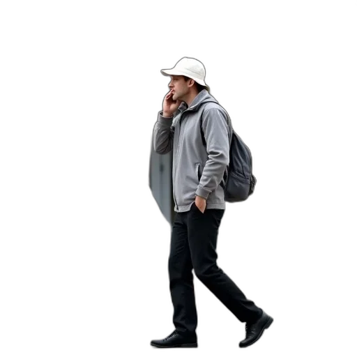 jacket, hat, staff, concept art transparent PNG cut-out