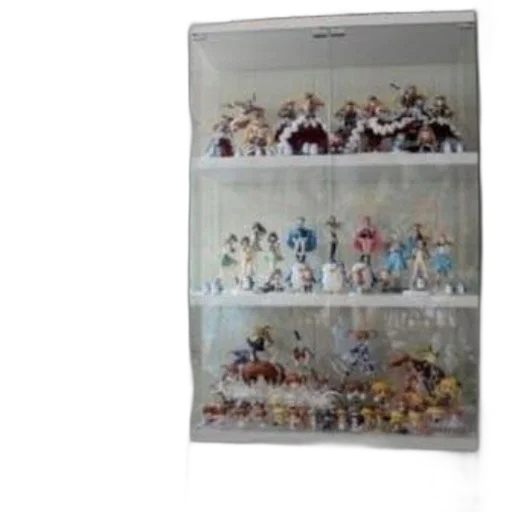 collection, anime, figurines, displayed transparent PNG cut-out