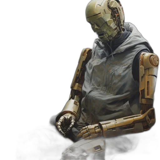robot, mask, concept art, 3d render transparent PNG cut-out