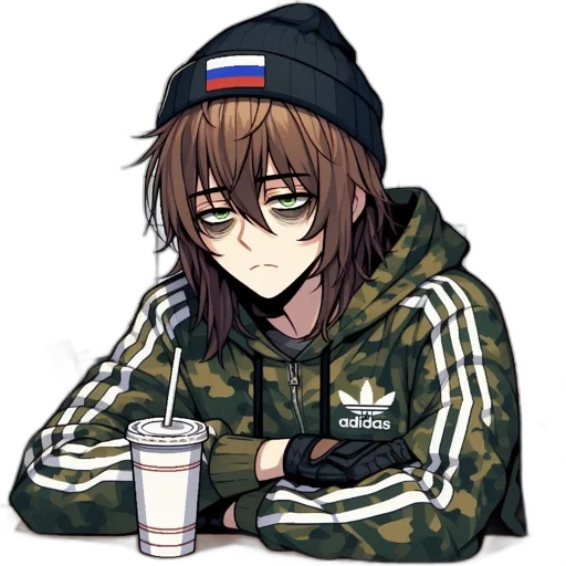 hat, jacket, face, anime transparent PNG cut-out