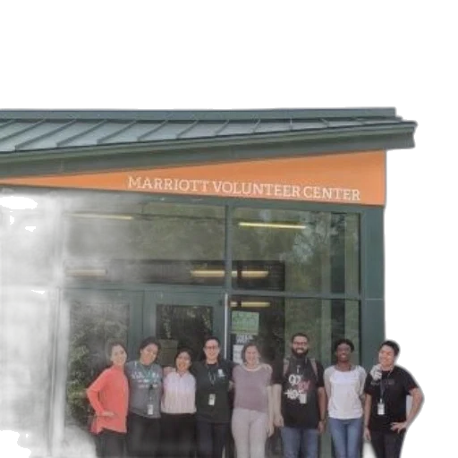 staff, building, group, volunteers transparent PNG cut-out