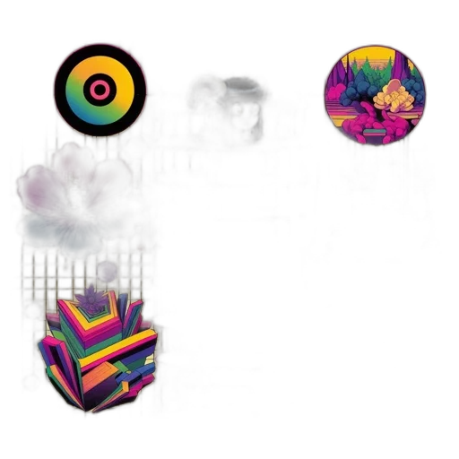 umbrella, concept art, vaporwave, fog transparent PNG cut-out