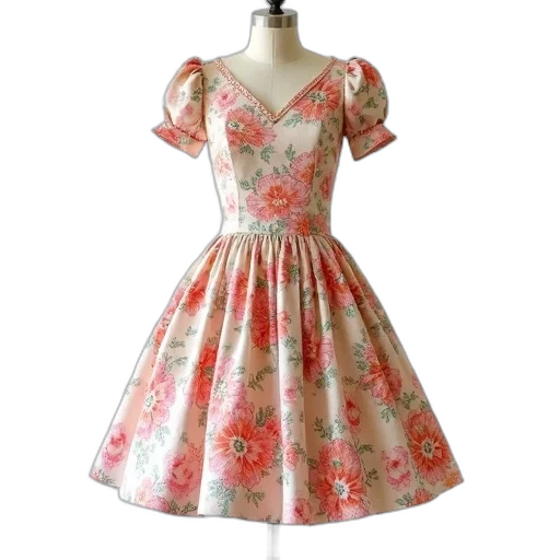 dress, old, time, floral transparent PNG cut-out