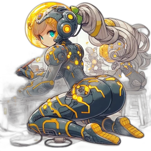 robot, weapon, dress, staff transparent PNG cut-out