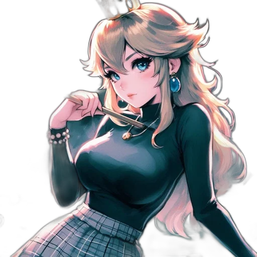 dress, crown, staff, anime transparent PNG cut-out