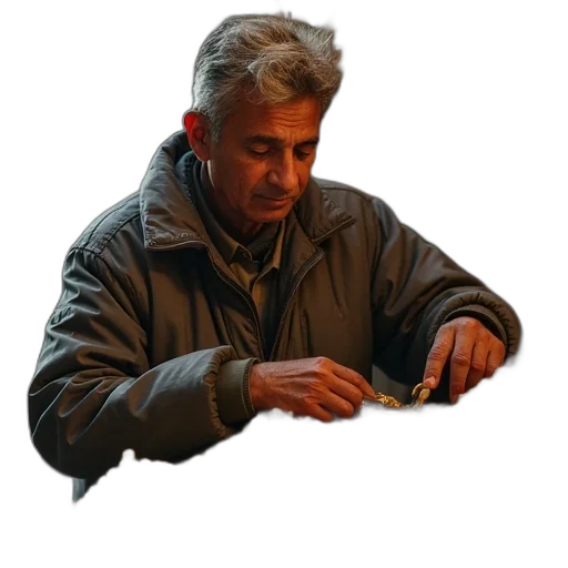 jacket, staff, jewelry, face transparent PNG cut-out