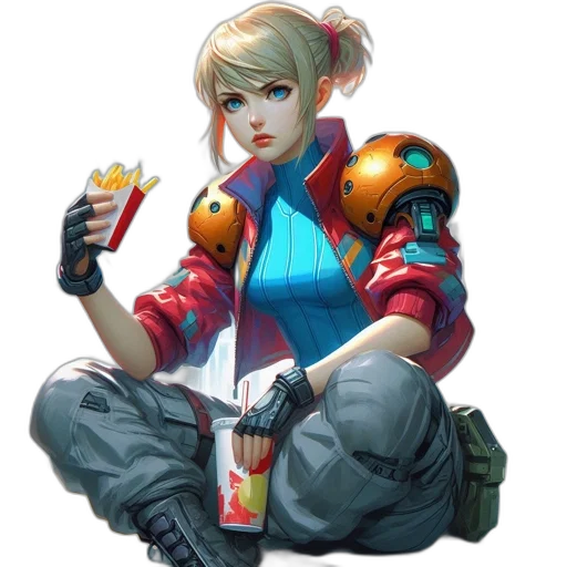 robot, jacket, weapon, food transparent PNG cut-out