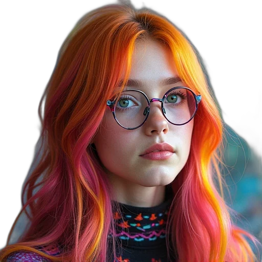 hair, face, jacket, jewelry transparent PNG cut-out