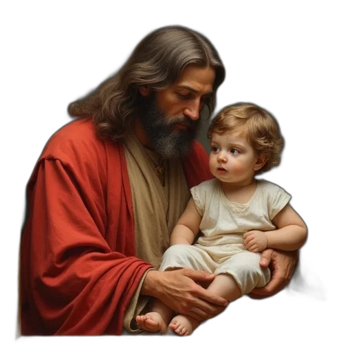photorealistic, oil painting, 3d render, jesus transparent PNG cut-out