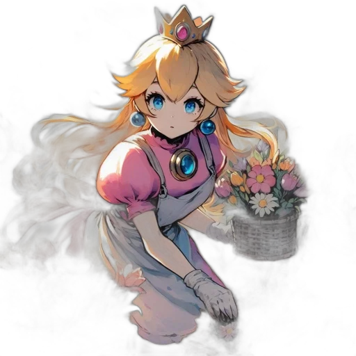 crown, dress, flower, staff transparent PNG cut-out