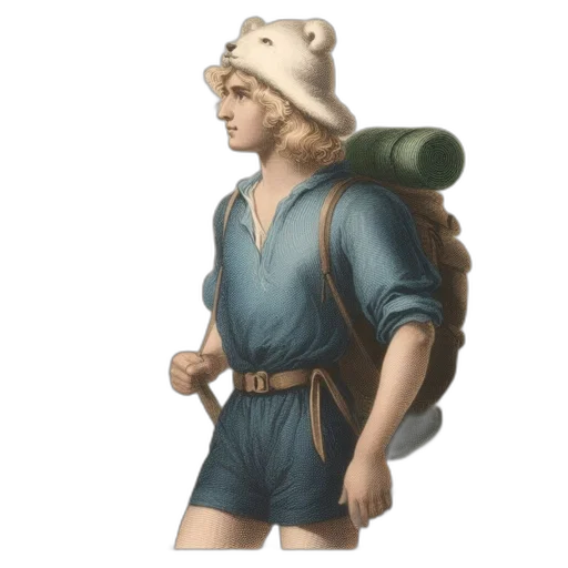 jacket, hat, staff, dress transparent PNG cut-out