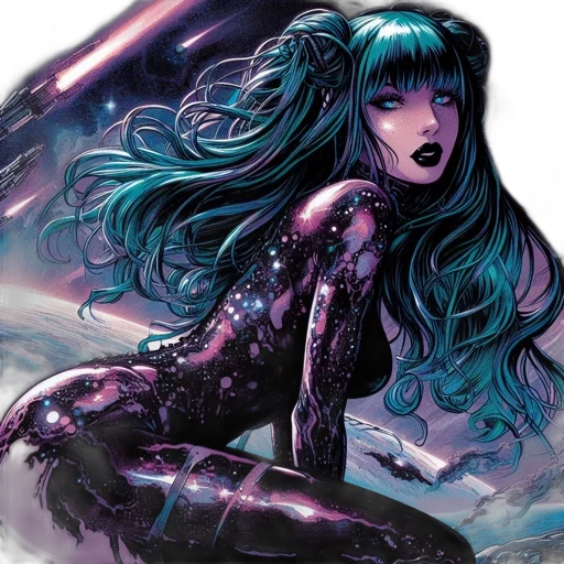 comic book art, fantasy art, concept art, cyberpunk transparent PNG cut-out