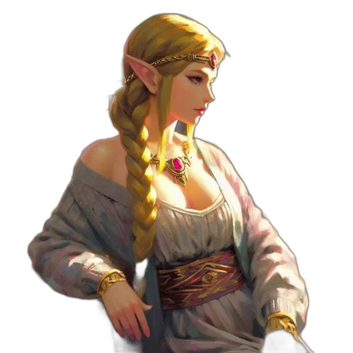 dress, jewelry, crown, staff transparent PNG cut-out