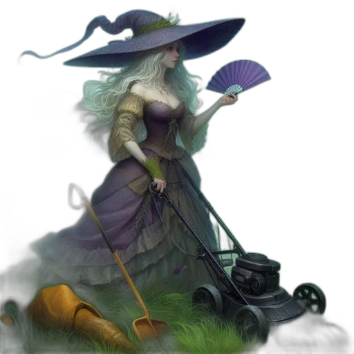 staff, hat, dress, dragon transparent PNG cut-out