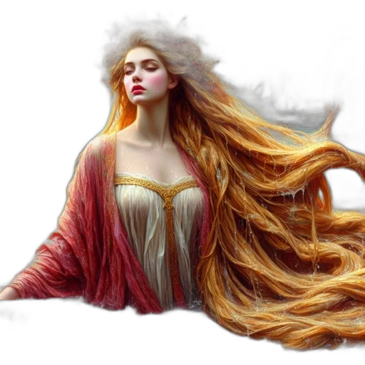 hair, dress, crown, fantasy art transparent PNG cut-out