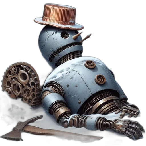 robot, weapon, hat, staff transparent PNG cut-out