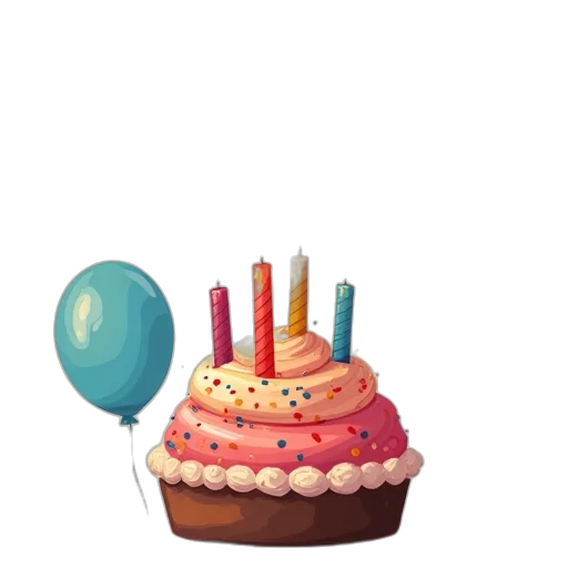 3d render, birthday, clipart, happy transparent PNG cut-out
