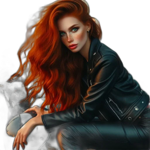 jacket, hair, photorealistic, fantasy art transparent PNG cut-out