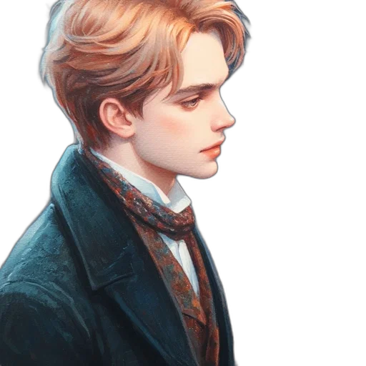 jacket, face, hair, staff transparent PNG cut-out