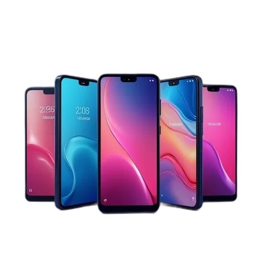 vaporwave, neon, colorful, five transparent PNG cut-out