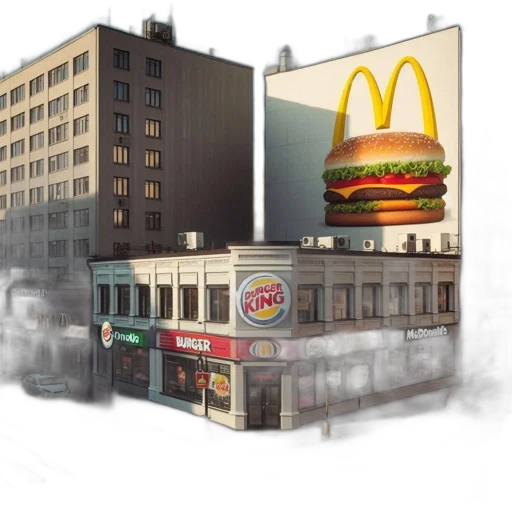 food, building, photorealistic, 3d render transparent PNG cut-out