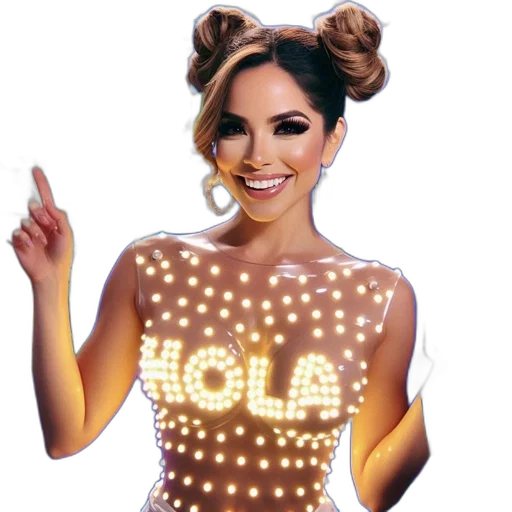 dress, neon lights, woman, glowing transparent PNG cut-out