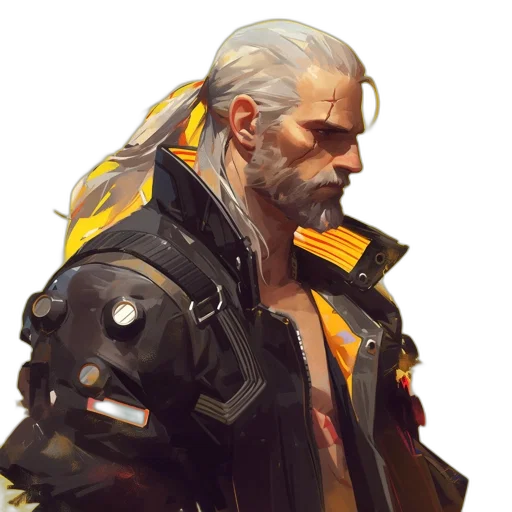 jacket, face, weapon, staff transparent PNG cut-out