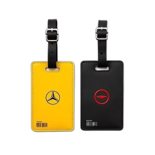 two, luggage, tags, displayed transparent PNG cut-out