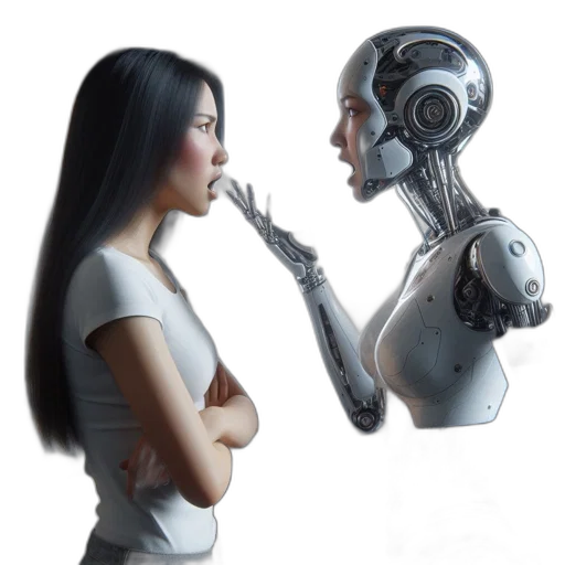 robot, concept art, 3d render, cyberpunk transparent PNG cut-out