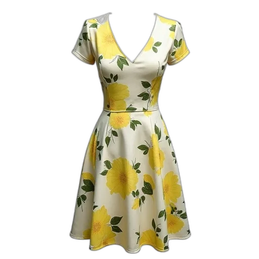 dress, white, floral, pattern transparent PNG cut-out