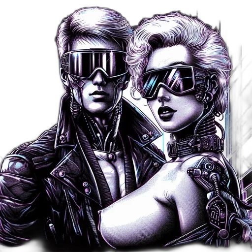 cyberpunk, comic book art, concept art, vaporwave transparent PNG cut-out
