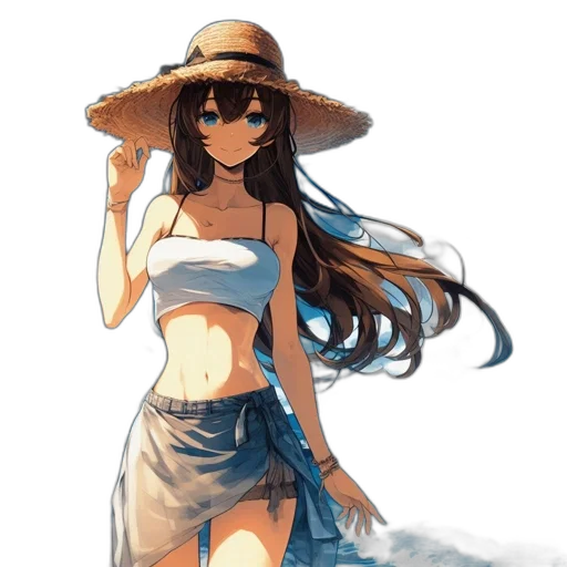hat, dress, umbrella, staff transparent PNG cut-out