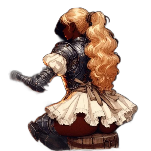 staff, dress, hair, weapon transparent PNG cut-out