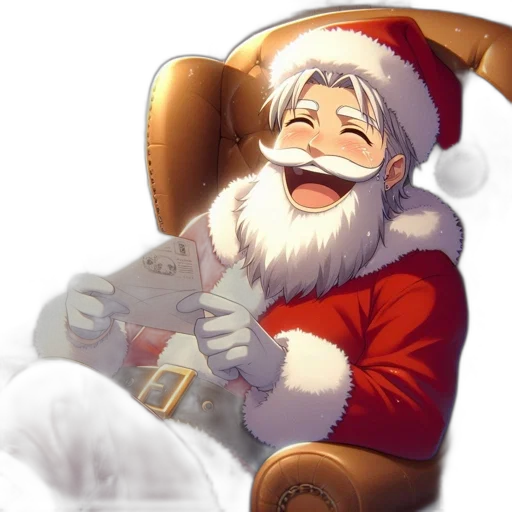 santa, claus, portrayed, enjoying transparent PNG cut-out